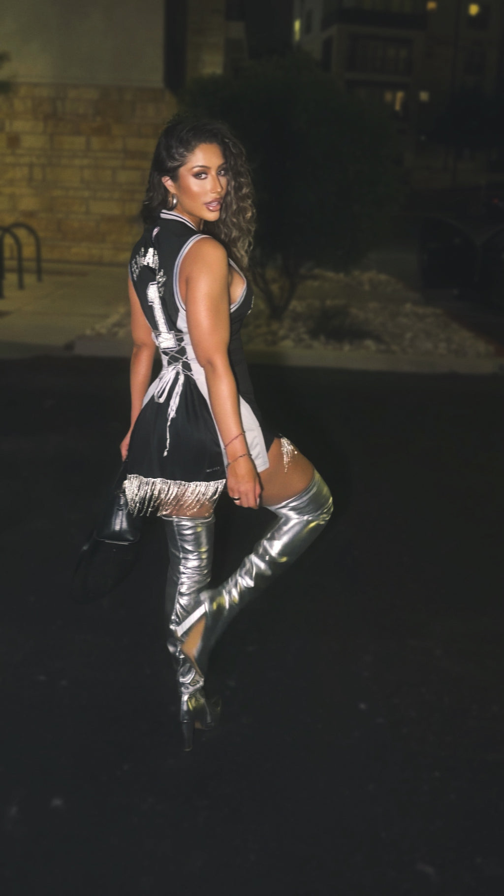 Crystal Fringe Corset Jersey Dress — Limited Edition